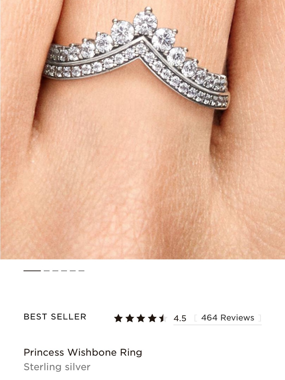 Princess Wishbone Sterling Silver Cubic Zirconia Ring - Silver